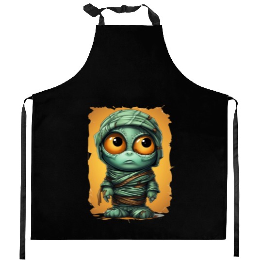 Halloween Spooky Cartoon Mummy Kitchen Aprons