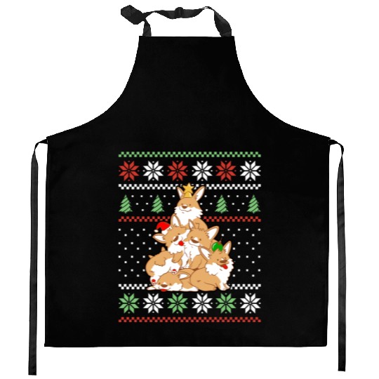 Corgi Dog Christmas Tree Animals Lover Xmas Kitchen Aprons
