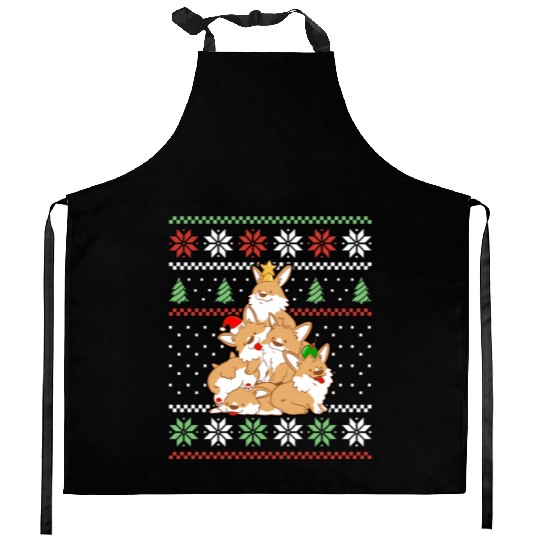 Corgi Dog Christmas Tree Animals Lover Xmas Kitchen Aprons