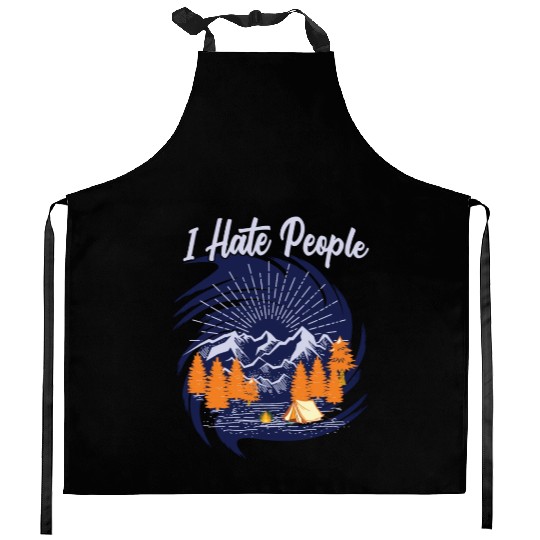 I hate people hiking design Kitchen Aprons