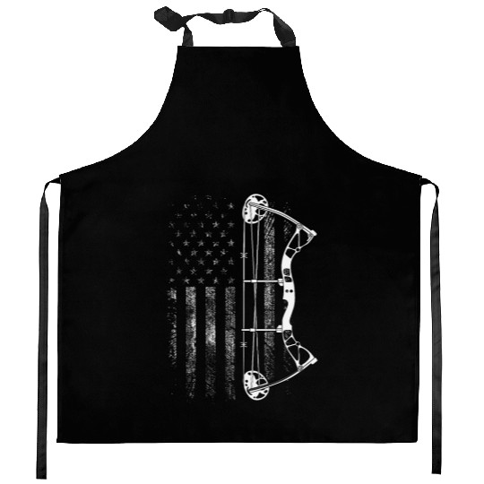 Archery Compound Bow USA American Flag Kitchen Aprons