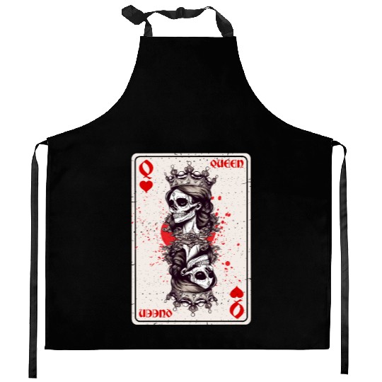 Queen of Hearts Card Game Horror Heart Queen Kitchen Aprons