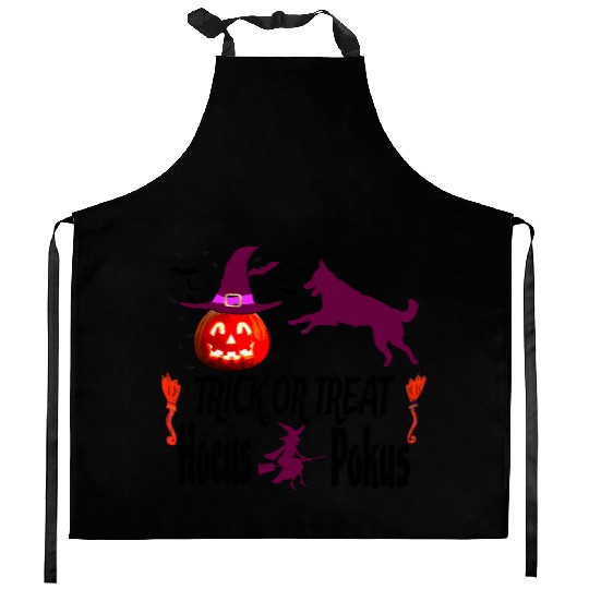 Pumpkin Halloween Trick or Treat Hocus Pocus Dog Kitchen Aprons