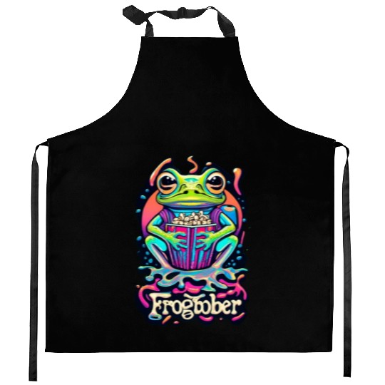 Oktober Outfit Animal Frog Pet Colorful Paint Art Kitchen Aprons