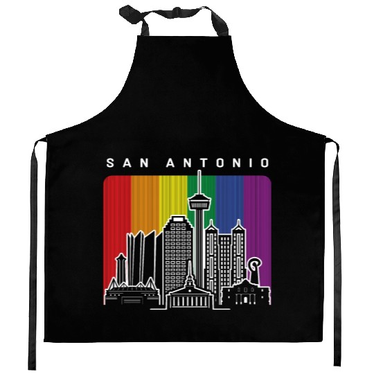 San Antonio Texas Rainbow Flag LGBTQAI Pride Kitchen Aprons