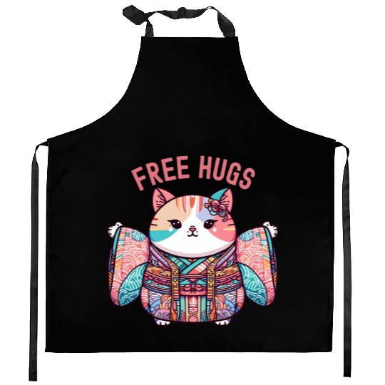 Free hugs from Japanese cat Kitchen Aprons