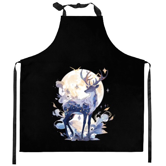 Celestial Deer Kitchen Aprons