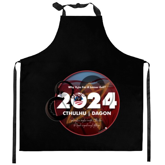 Why vote for a lesser evil? Cthulhu and Dagon 2024 Kitchen Aprons