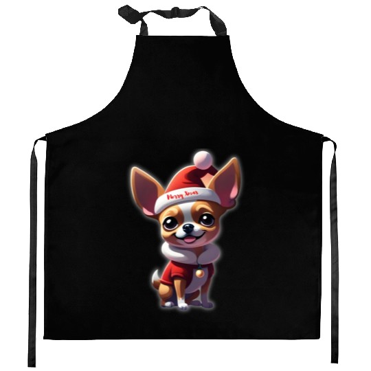 Little Chihuahua Merry Xmas Kitchen Aprons