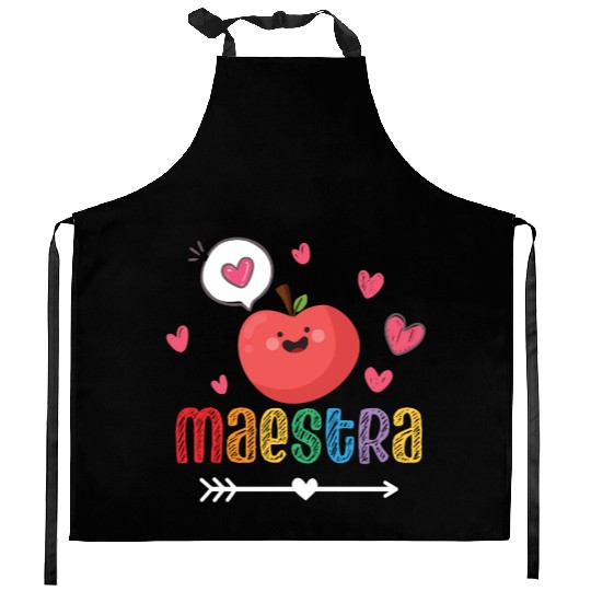 Maestra Bilingual Spanish Teacher team Kitchen Aprons