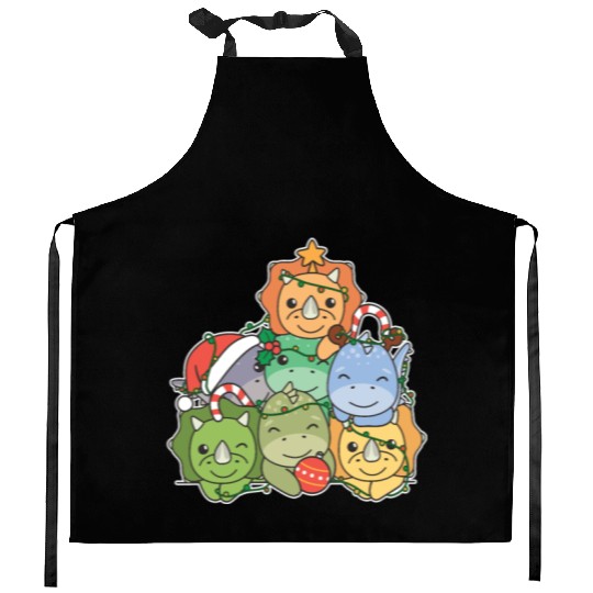 Dinosaur Christmas Tree Funny Animal Kitchen Aprons