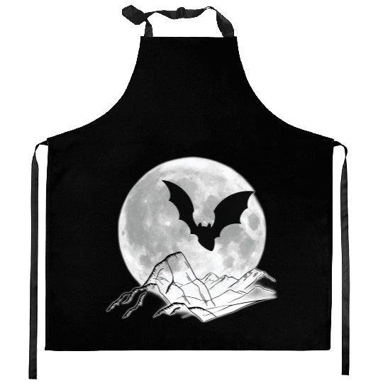 moon and bat Kitchen Aprons
