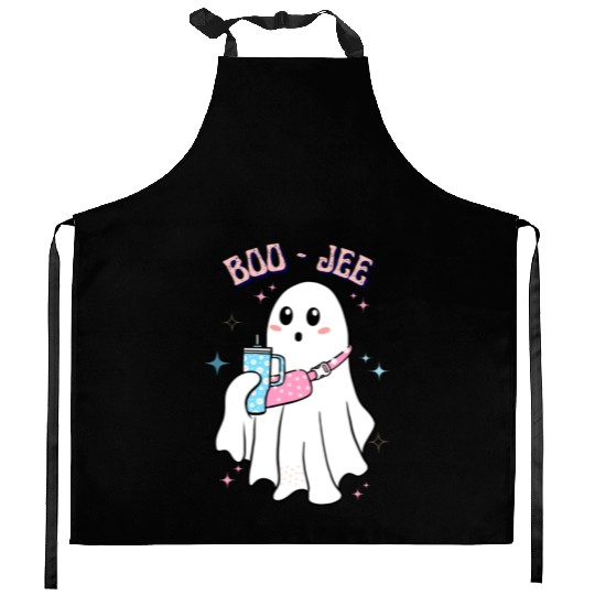 BOO-JEE Spooky Cute Ghost Halloween Costume Design Kitchen Aprons