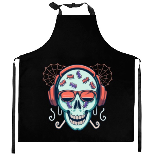 Skull Candy Halloween For Music Kitchen Aprons