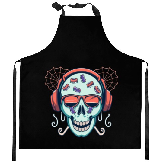 Skull Candy Halloween For Music Kitchen Aprons