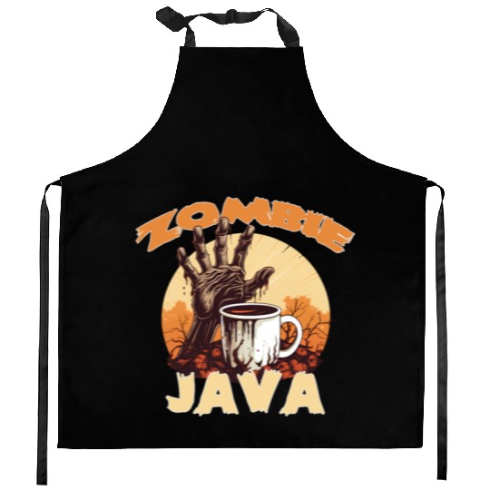 Zombie Java Coffee and Halloween Kitchen Aprons