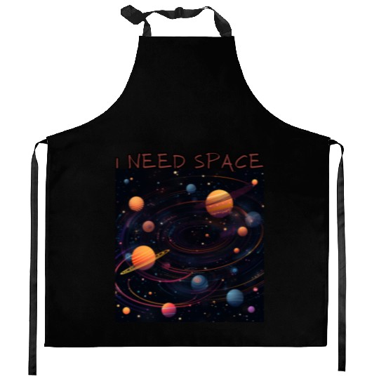 i need space, planets constellation Kitchen Aprons