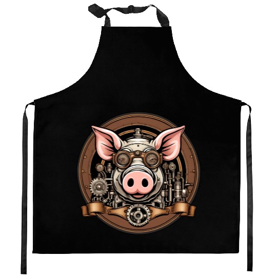 Steampunk Pig / Animal / Old School / Retro Kitchen Aprons