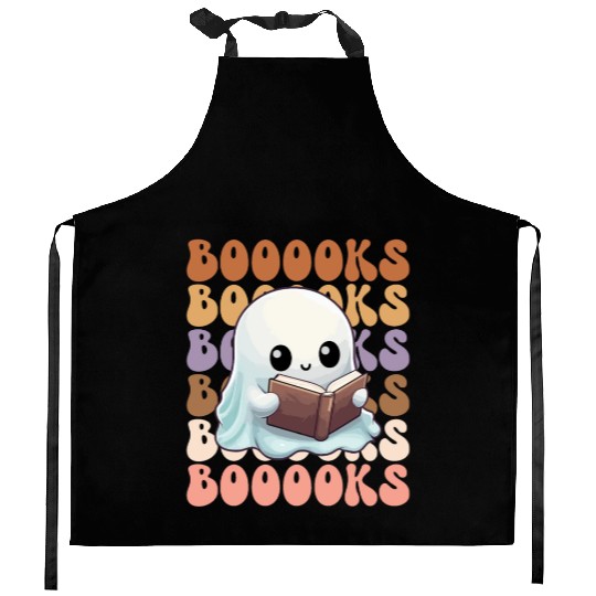 Cute Ghost Reading Books | Booooks | Funny Kitchen Aprons