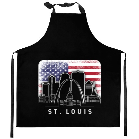 St. Louis Missouri American Flag Vintage Kitchen Aprons