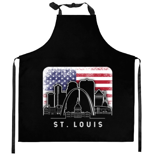 St. Louis Missouri American Flag Vintage Kitchen Aprons