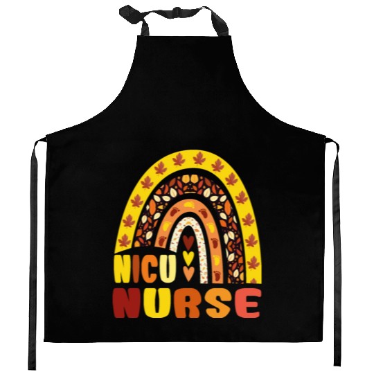 Rainbow Autumn NICU Nurse Maple Leaf Fall Vibes Kitchen Aprons
