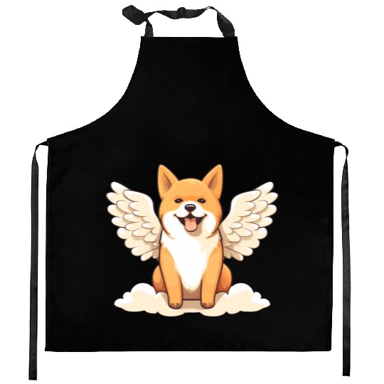 Sweet Shiba Inu angel with wings Kitchen Aprons