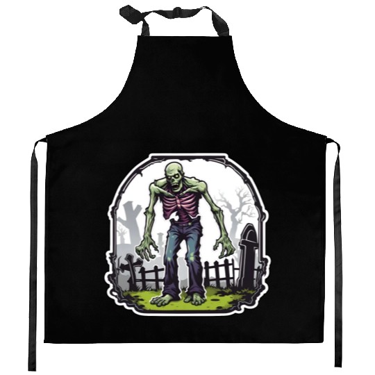 Zombie / Monster / Halloween / green / Cemetery Kitchen Aprons