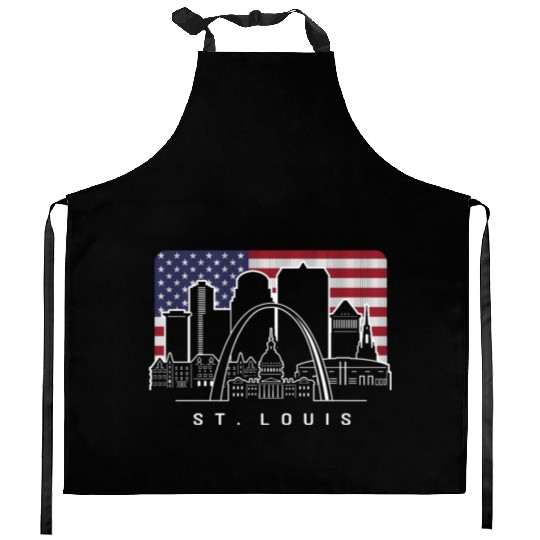 St. Louis Missouri American Flag Kitchen Aprons
