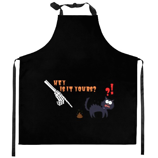 Funny Halloween Skeleton and Cat Kitchen Aprons