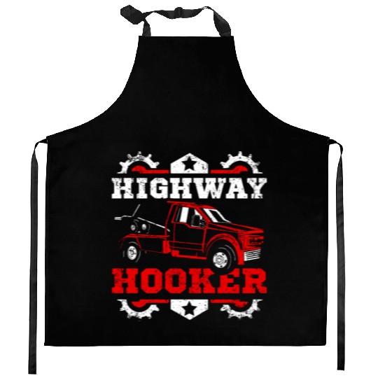 Funny highway hoker Tow truck driver Kitchen Aprons