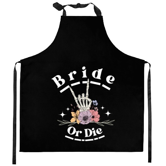 Bride Or Die Skeleton Hand Gothic Bachelorette Kitchen Aprons