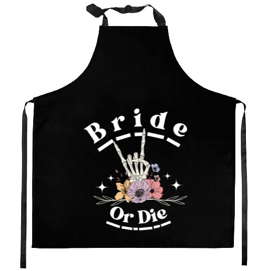 Bride Or Die Skeleton Hand Gothic Bachelorette Kitchen Aprons