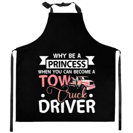 Girl prinzess tow truck driver Kitchen Aprons
