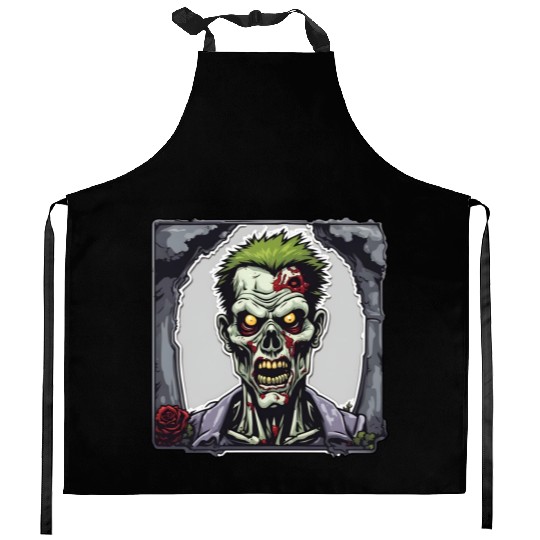 Zombie / Monster / Halloween /green / undead /dead Kitchen Aprons