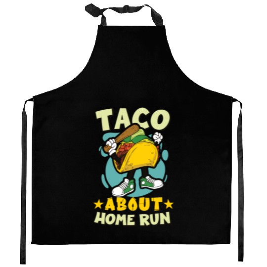 Taco Mexican Food Baseball Card Baseball Player Kitchen Aprons