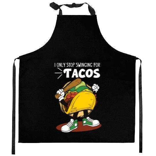 Taco Mexican Food Baseball Card Baseball Player Kitchen Aprons