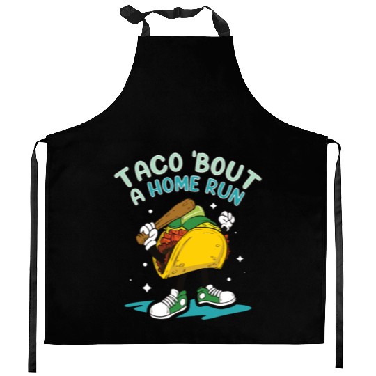 Taco Mexican Food Baseball Card Baseball Player Kitchen Aprons