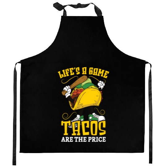Taco Mexican Food Baseball Card Baseball Player Kitchen Aprons