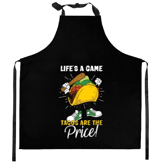 Taco Mexican Food Baseball Card Baseball Player Kitchen Aprons