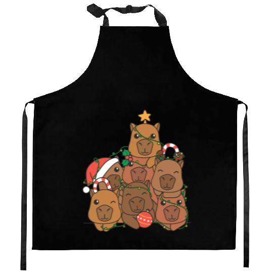Capybara Christmas Tree Funny Animal Christmas Kitchen Aprons