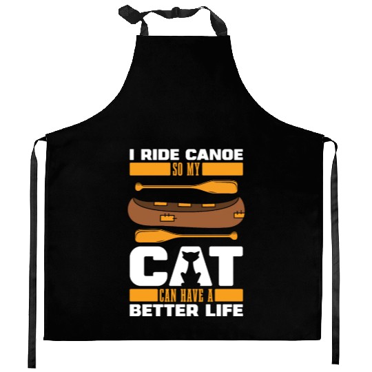 Canoe Canoeing Canoeist Cat Kitchen Aprons