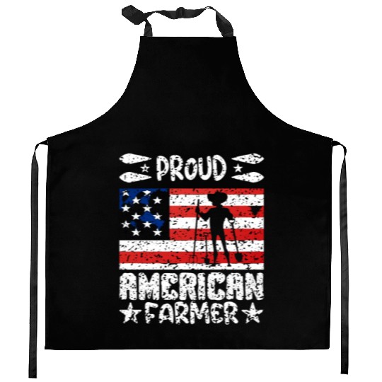 Proud american farmer quote Kitchen Aprons