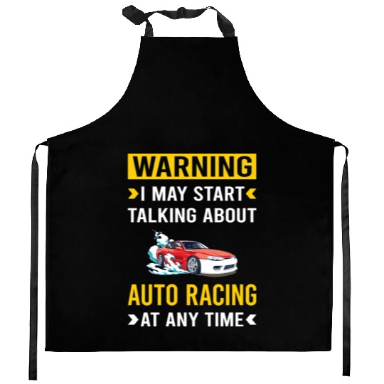 Warning Auto Racing Automotive Autosport Kitchen Aprons