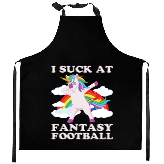 I suck at fantasy football dabbing unicorn funny Kitchen Aprons