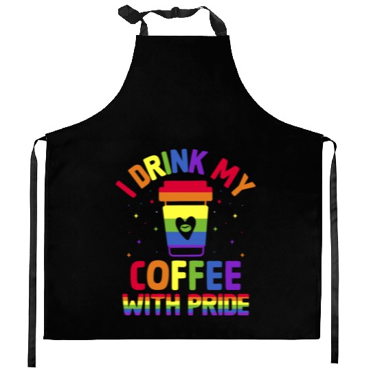 Gay Pride Parade Caffeine LGBTQ Coffee Drinker Kitchen Aprons