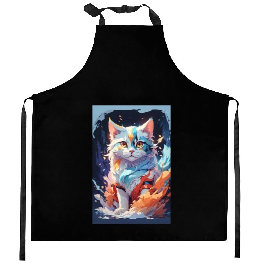 Cute Crystal Fantasy Cat Design Kitchen Aprons