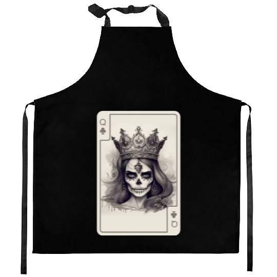 Gothic Poker Card Game Creepy Queens Skull Kitchen Aprons