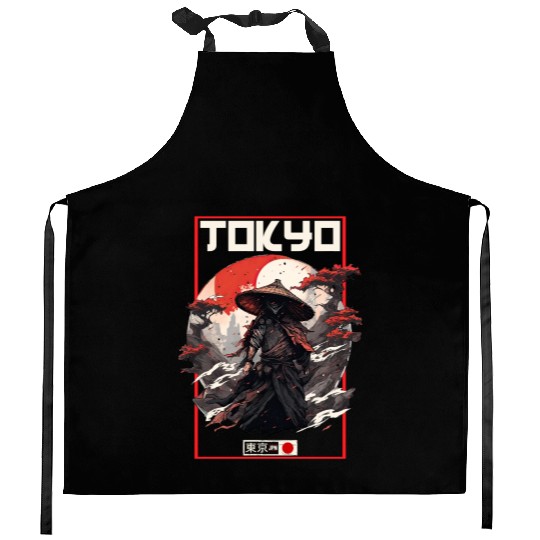 Asia 80s Japanese Retro Samurais Samurai Kitchen Aprons