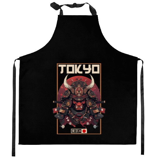 Asia 80s Japanese Retro Samurais Samurai Kitchen Aprons
